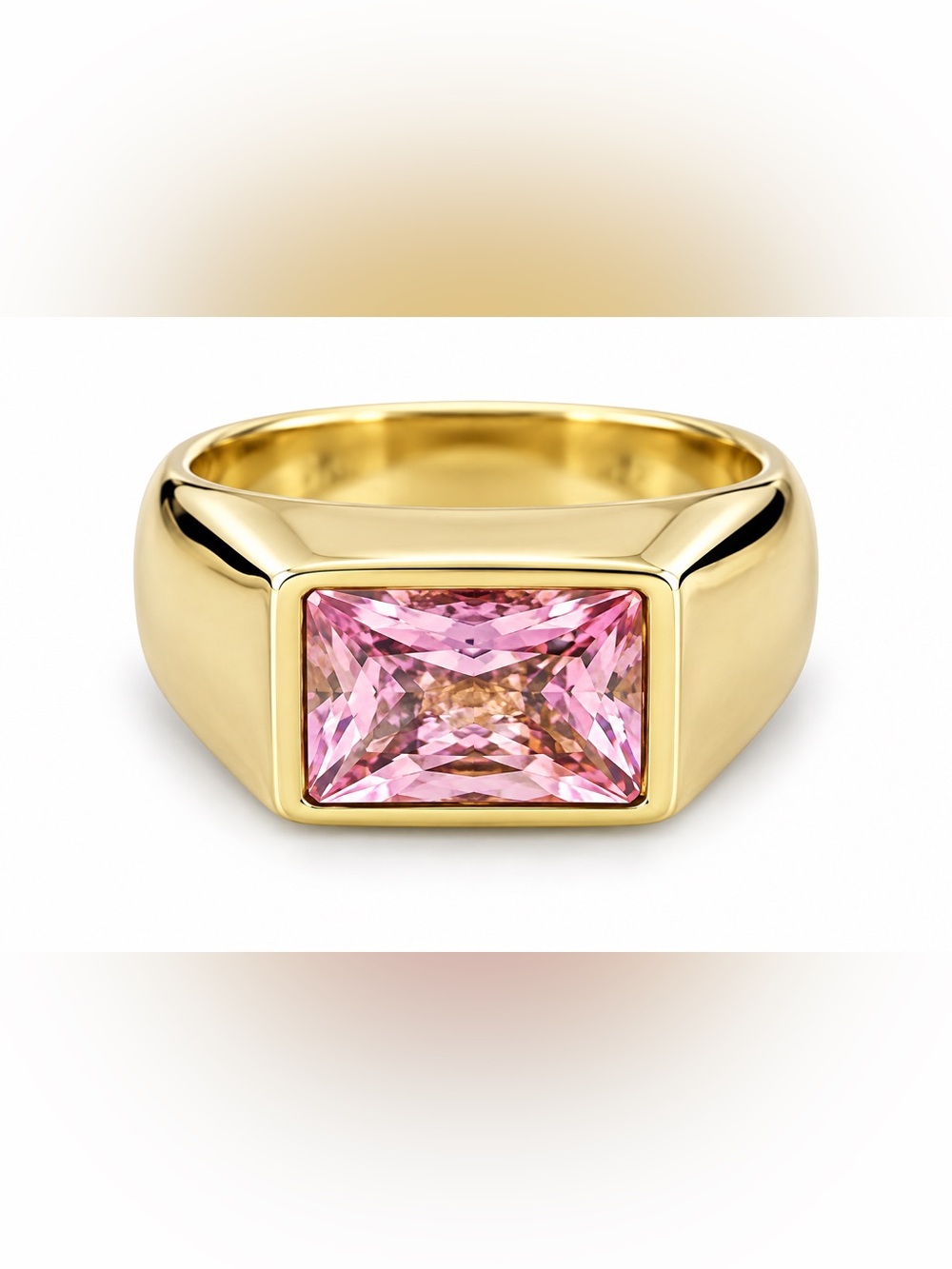 Mayamar‎ Gold dome Ring with Pink CZ Stone size 9